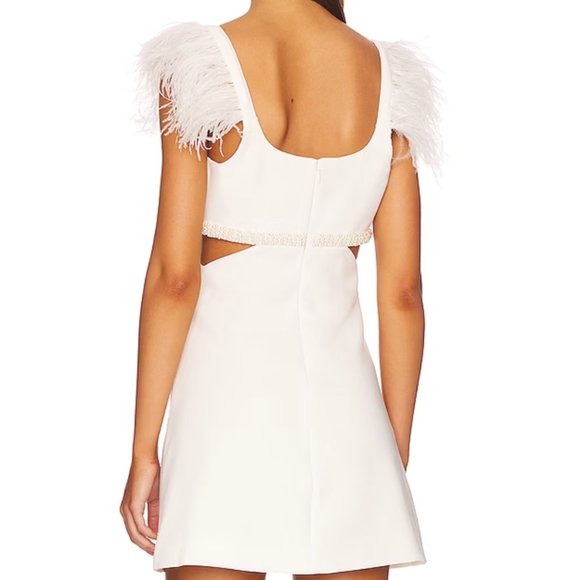 LIKELY Taliah mini Dress size 2 White Feather Trim - Picture 2 of 8